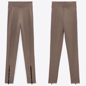 ZARA Mink Zippered Leggings, Size S